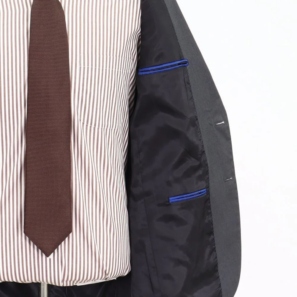 Kenneth Cole 40R Gray Solid 2-Button Sport Coat Blazer Jacket B528